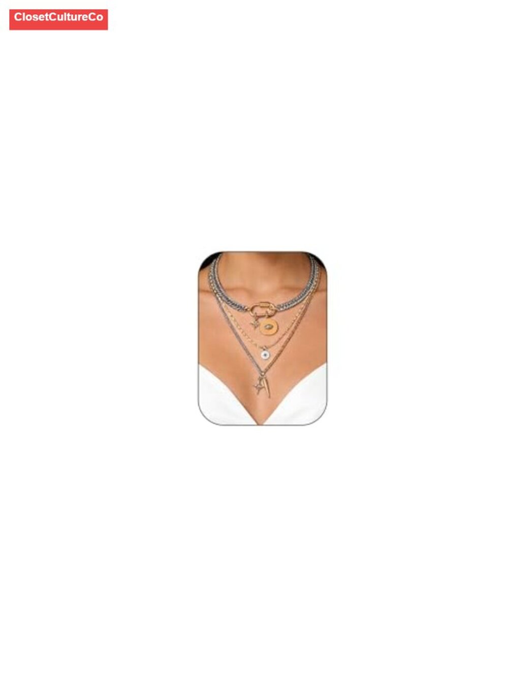 Gold Plated Layered Necklace Set Evil Eye Charm Stack